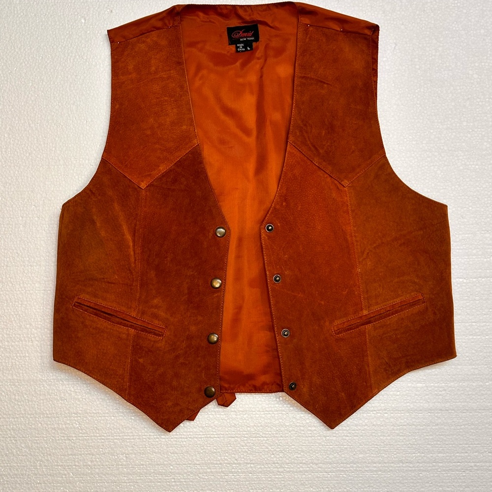 David New York Suede Leather Vest – Unisex Western Boho Prairie Festival - Picture 4 of 11